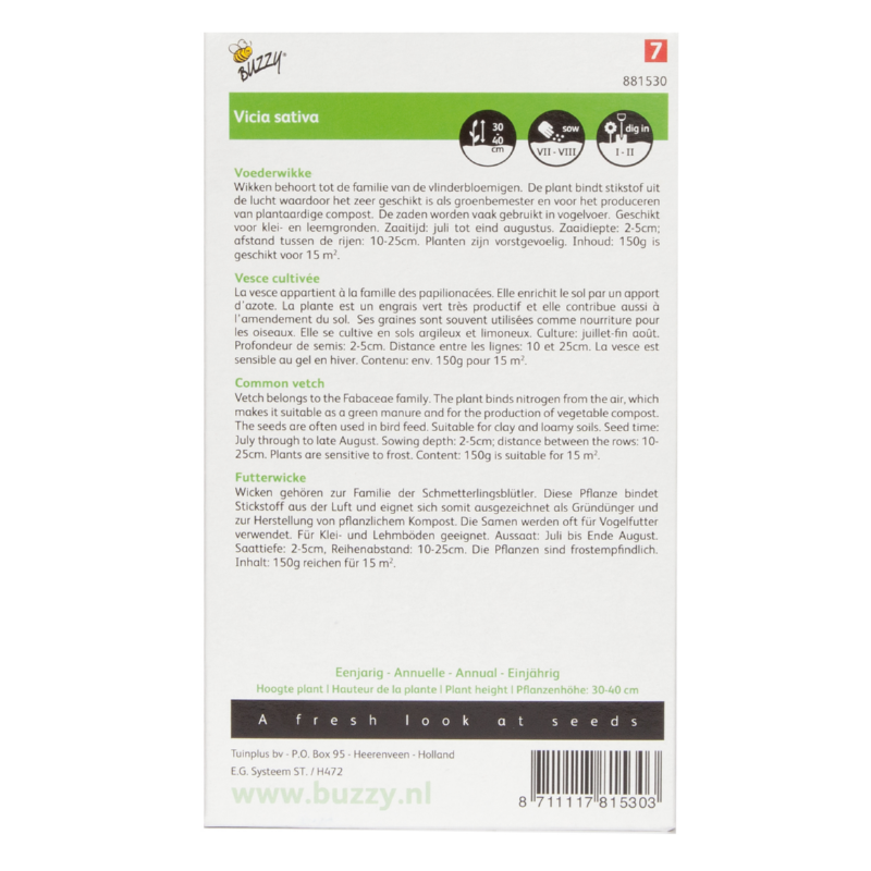 Wikke of Wikken Groenbemester voor 15M², 150g