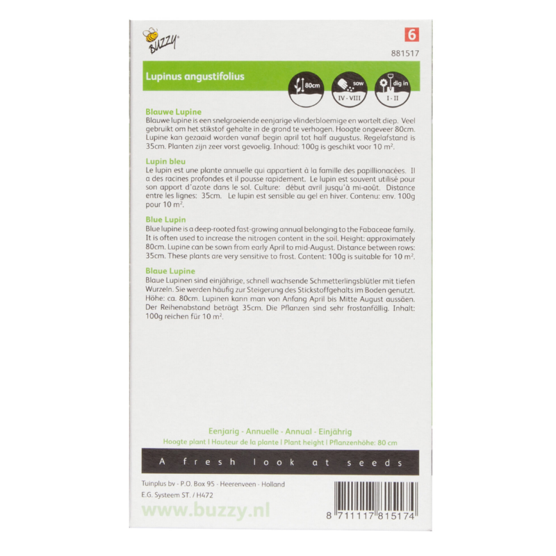 Lupine Bittere Blauwe Groenbemester 10M², 100g