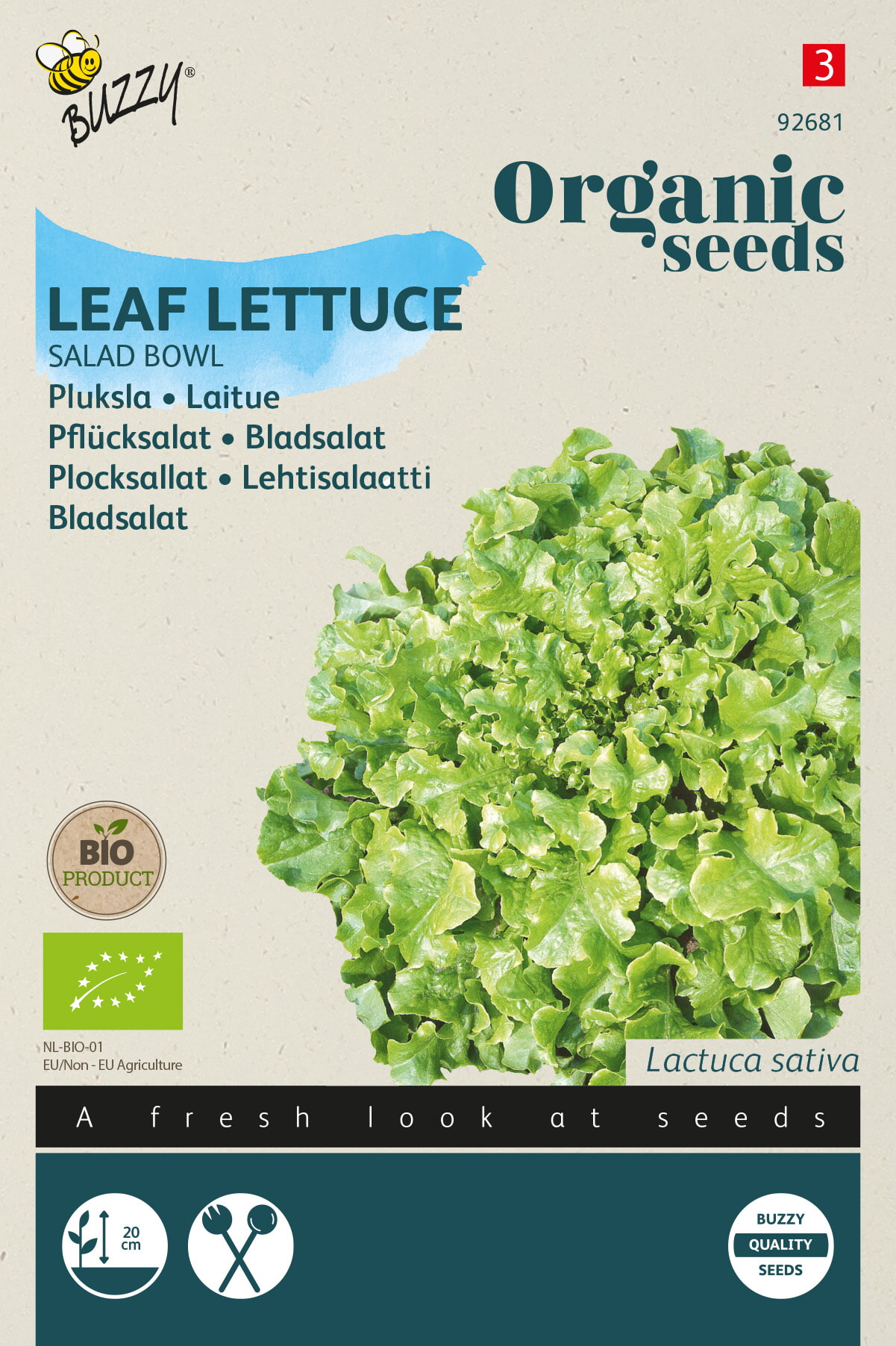 Buzzy Biologische Pluksla Zaden Salad Bowl Groen