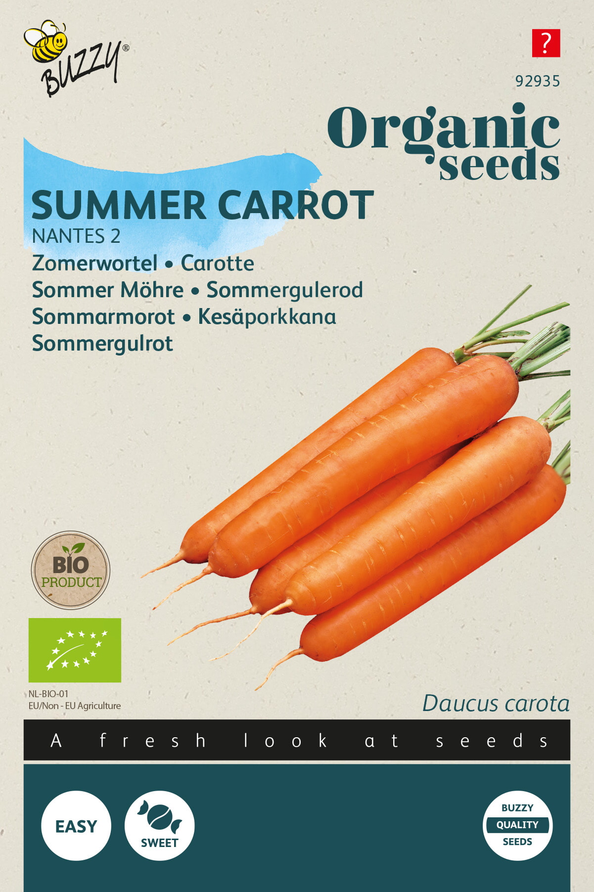 Buzzy Biologische Zomerwortel Zaden Nantes