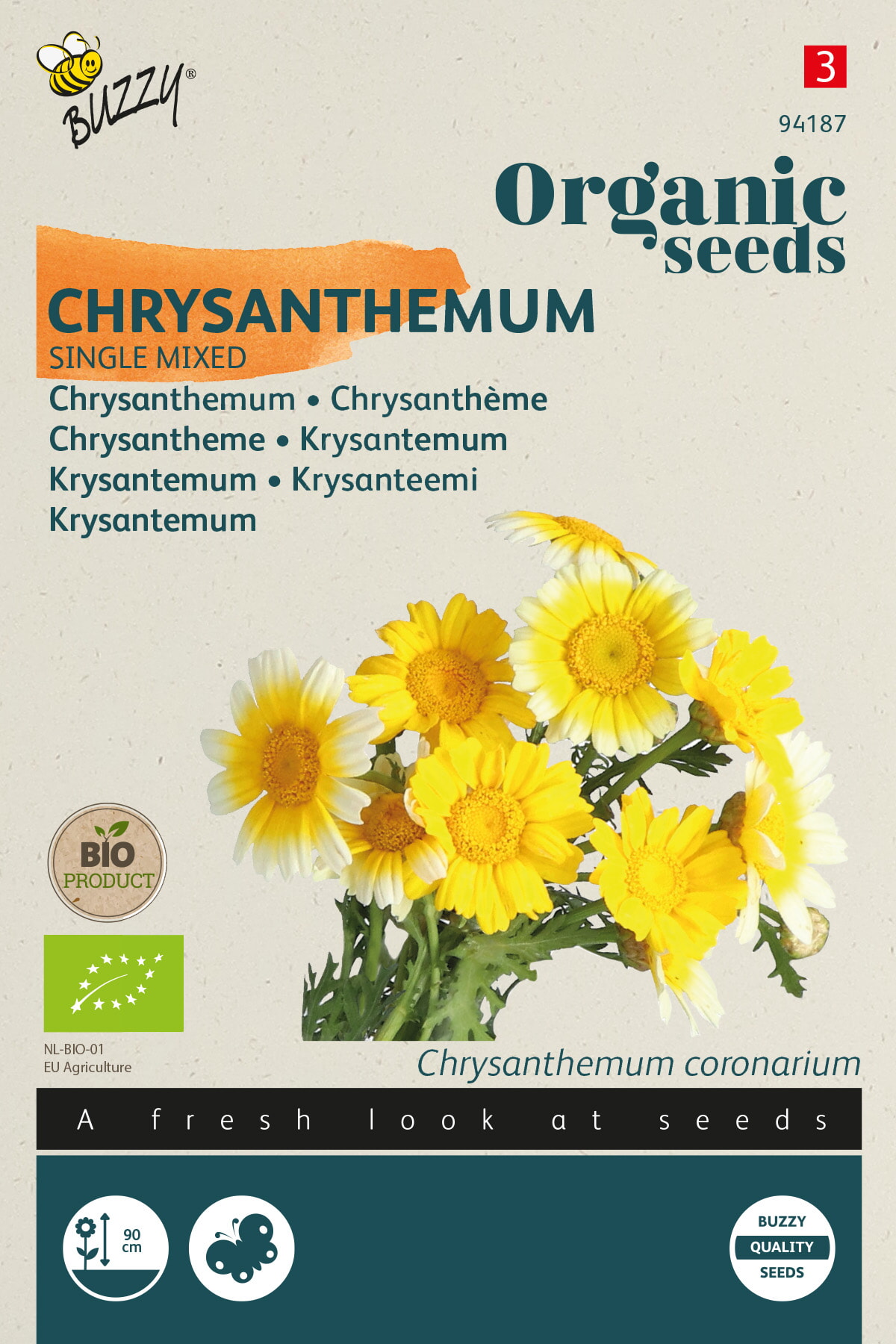 Buzzy Biologische Chrysanthemum Zaden Enkelbloemig Gemengd