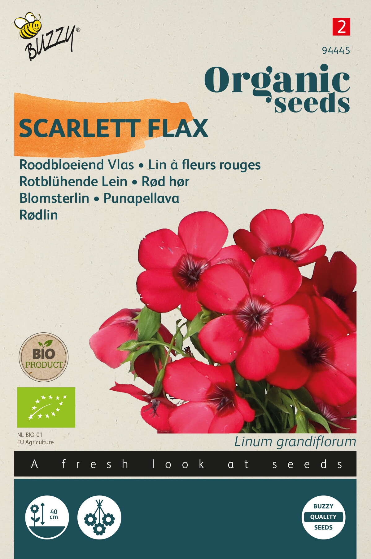 Buzzy Biologische Linum Zaden Roodbloeiende Vlas