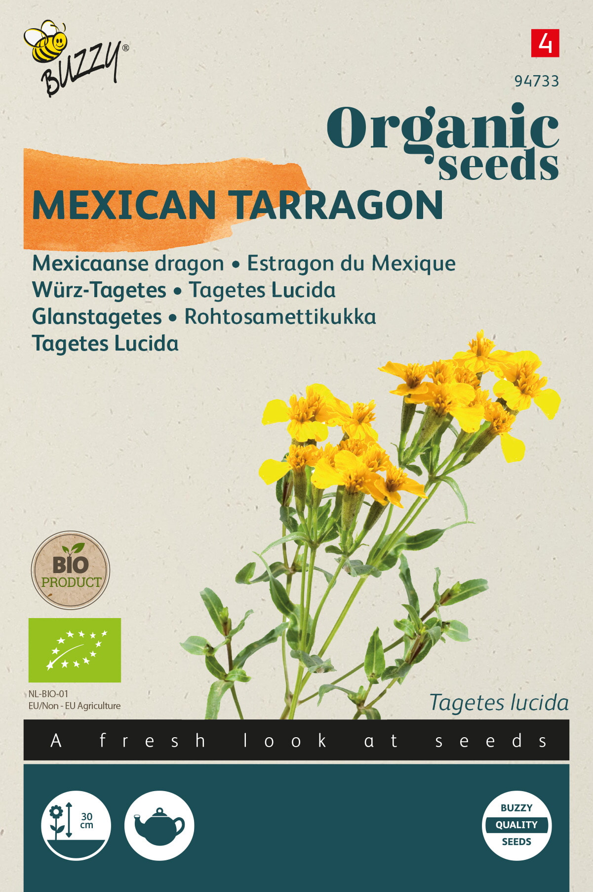 Buzzy Biologische Tagetes Zaden Lucida Mexicaanse Dragon