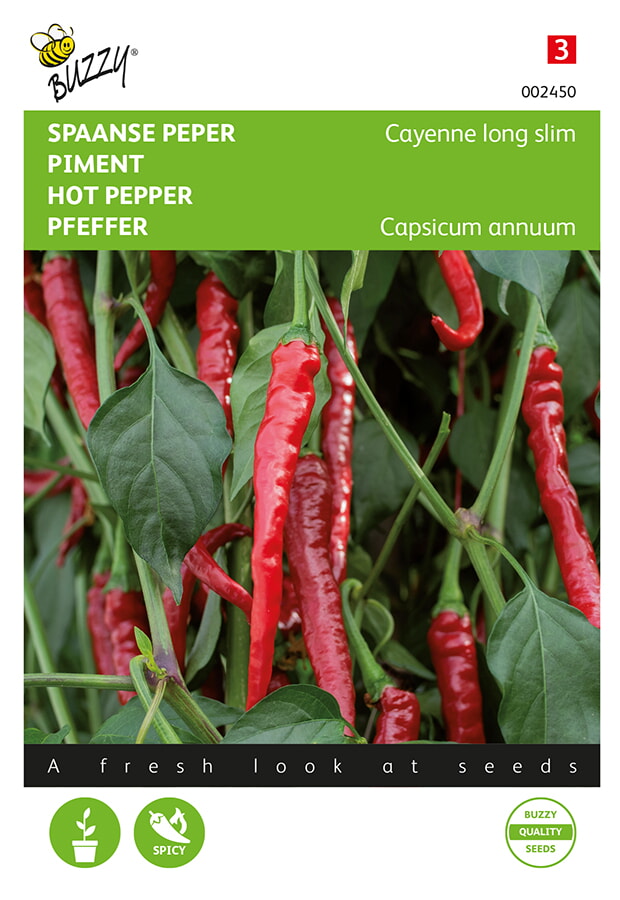 Buzzy Spaanse Peper Zaden Cayenne Long Slim